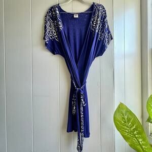 In Bloom Purple Jersey Wrap Kimono Robe Size Medium